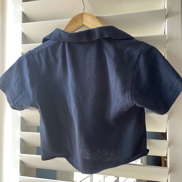 Blue Collar-neck Cropped Short Sleeve Tee - Picture 5 of 6